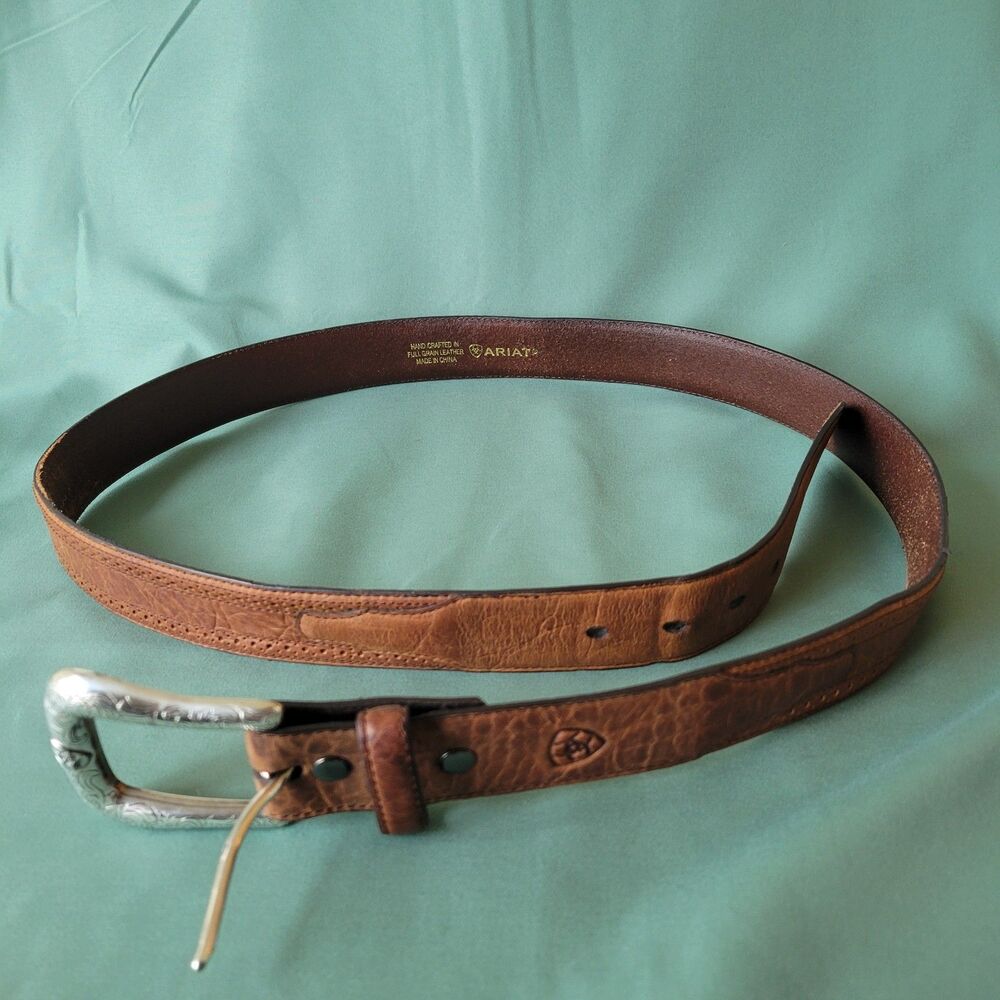 Ariat Brown Embossed Leather Western Belt Men's Size 44 110 Gator Print